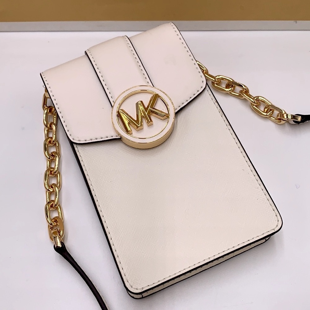 NWT MICHAEL KORS CARMEN SMALL NORTH SOUTH PHONE XBODY OPTIC WHITE COLOR - Picture 5 of 16